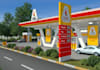 innovative 3d gas station with mall rendering,refinery,vectorwork,bim,warehouse