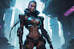 design cyberpunk and fantasy character splash art