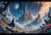 draw a fantasy illustration in a definite style