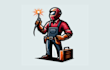 custom welder man mascot logo powerful  professional design