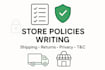 write about us shipping return privacy policy terms and condition for your store