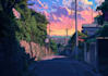 make a anime background, 2d environment, landscape