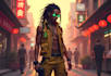 illustrate cyberpunk cyborg art