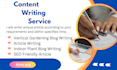 write seo friendly articles on indoor plants and vertical gardening