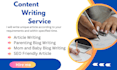 create seo friendly and engaging articles on parenting, mommy and baby