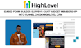 embed form builder surveys chat widget membership into funnel on gohighlevel CRM