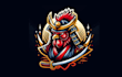 give creative samurai rooster mascot logo design with new concepts