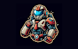 design  mecha robot  mascot  logo with express delivery