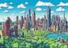 do a cyberpunk futuristic city art