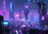make a cyberpunk futuristic city art