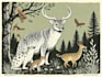 make wildlife illustration in linocut style based on your request