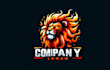 design flame lion mascot logo with express delivery