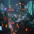 make cyberpunk city and 2d digital cyberpunk logo