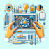 create a technical illustration, instruction manual design