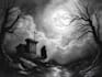 draw dark art illustration with engraving style