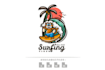 make vintage hand drawn summer surfing logo