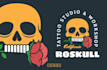 make retro skull tattoo logo