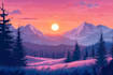 draw a flat vector landscape illustration