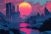 do retro synthwave pop neo sci fi cyberpunk arts and logo