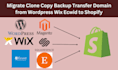 migrate clone copy backup transfer domain from wordpress wix ecwid to shopify