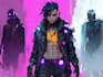 design cyberpunk and fantasy character splash art