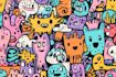 create cute doodle art pattern illustrations