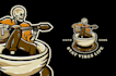 design vintage skeleton guitar logo with illustration
