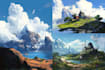 draw environment concept art, fantasy worlds