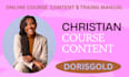 create christian course content, online course content, prayer,training manual