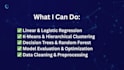 implement regression, clustering, and ai models in python