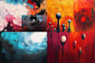 manually make colorful abstract digital canvas wall art
