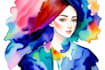 create watercolor portrait and abstract art