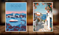 make retro vintage travel poster retro art deco vector landscape illustration