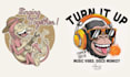 create t shirt monkey music guitar logo