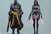 design cyberpunk and fantasy character splash art