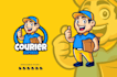 create mascot skull courier delivery cartoon logo