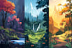 illustrate environments, landscapes, board game, concept art
