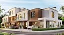 render 3d model house exterior architecture, terrace, patio landscape design