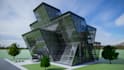 modern architecture,office building concept, sauna, company with logo,cgi render