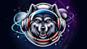 do unique space wolf logo with text and provide all file