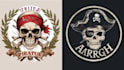 create amazing illustration skull pirates logo
