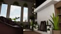 improve exist plan, boho interior style, pergola interior with pool,large window