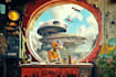 create a detailed lofi art, grafiti background art