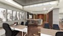 refurbish 3d minimalist modern office workplace space,coworking interior render