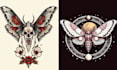 design creative skull tattoo dragonfly logo