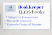 do your quickbook bookkeeping online and categorize accounts