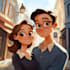 draw cartoon disney couple portrait
