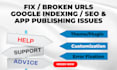 index your website fix gsc errors, sitemap issues, 404, schema technical SEO CRM