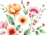 create a digital watercolor botanical flowers