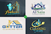 design house cleaning, commercial cleaning, and cleaning service logo